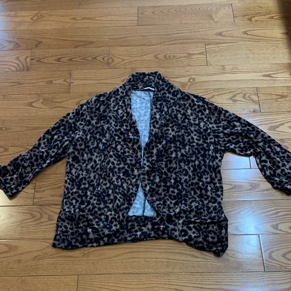 Ricki's Leopard Print Teddy Jacket in Brown and Black